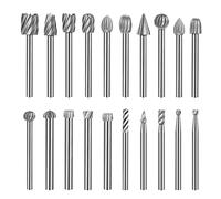 Set di 20 Frese Rotanti per Punte per Incisione, Metallo Duro con Gambo da 3 mm per Lavorazione del Legno, Litaglio, Lucidatura, Foratura