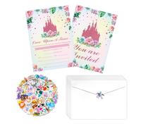 Set di 20 inviti per feste a tema principessa, con buste, castello, bomboniere, biglietti di invito di compleanno per ragazze, principessa, baby shower, decorazioni per feste di compleanno