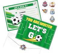 Set di 20 inviti per feste di calcio, con buste, bomboniere per feste di calcio, biglietti di invito di compleanno per ragazzi e bambini, accessori per eventi sportivi, 18 x 13 cm