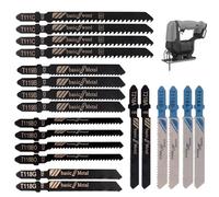 Set di 20 lame per seghetto alternativo con codolo a T, per taglio di legno e metallo, lame miste per seghetto alternativo HCS/HSS, con codolo a T, compatibili con Bosch, Dewalt, Festool, Ryobi