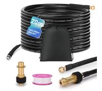 Set di 20 m, 180 bar, compatibile con K2 K3 K4 K5 K6 K7 idropulitrice ad alta pressione, con custodia e adattatore M22, set universale per la pulizia dei tubi, 4 getti ad alta pressione rivolti