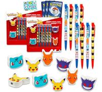 Set di 20 matite meccaniche e gomme Pokemon per feste, 8 gomme da cancellare, adesivi e molto altro ancora, articoli per feste Pokemon per bambini, ragazzi e ragazze