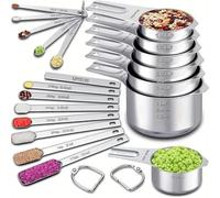 Set di 20 misurini in acciaio inox di grado professionale, tazze e cucchiai con mini misure e livellatore per cottura di precisione