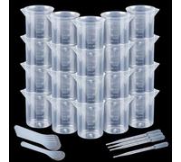 Set di 20 misurini in resina epossidica da 100 ml, con 10 bastoncini e 10 pipette, misurini graduati di precisione in plastica con scala di misurazione chiara per colata di resina, mix di colori