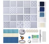 Set di 20 modelli da ricamo geometrici con , riutilizzabili, per principianti, per tessuti, jeans, camicie, borse, trapunte, indumenti, casa, lezioni artistiche