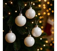 Set di 20 Palline Natalizie Bianco Lana 6cm, Decorazioni Eleganti per Albero di Natale, Atmosfera Accogliente per le Festività - Varzi dal 1956