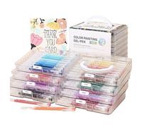 Set di 20 pennarelli colorati con inchiostro gel, scrittura liscia, punta fine, inchiostro di grande capacità, pennarelli artistici con scatola portaoggetti, per diari, album di ritagli, bambini