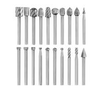 Set di 20 penne per fresa in metallo duro, con fusto da 3 mm, compatibili con Dremel, accessori rotanti per levigatura, intaglio, lucidatura metallica, incisione, foratura