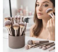 Set di 20 pennelli da trucco multifunzionali per cipria in crema liquida, per sfumare e modellare il viso, con setole morbide