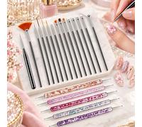 Set di 20 pennelli per nail art e punteggiatura per la pittura dei dettagli | Include 15 pennelli per unghie di precisione e 5 strumenti a doppia punta per linee, punti, motivi e disegni dettagliati