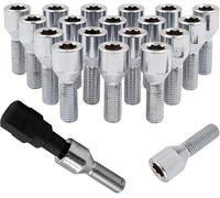 Set di 20 pezzi di accessori per ruote cromato 12 x 1,5 bulloni per accordatore a forma di pignone a 8 punti, 24 mm, lunghezza gambo piccolo diametro con doppia chiave esagonale (20, cromo, M12 x 1,5)