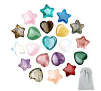 Set di 20 pietre curative a forma di stella e cuore, pietre curative al quarzo rosa, con cristalli portafortuna, pietre portafortuna per la guarigione di Reiki, piccoli regali per Her