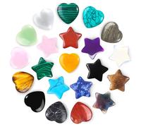 Set di 20 pietre portafortuna a forma di cuore e stella, con cristalli naturali, mini regali per amanti, pietre curative naturali colorate per meditazione, chakra, reiki
