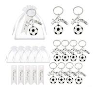 Set di 20 portachiavi a tema calcio, per mini ciondoli a forma di pallone da calcio, con etichette per riempire la calza della Befana e ricompense di carnevale, in lega di zinco da 7,6 cm (20 pezzi)
