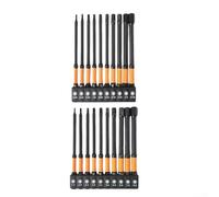 Set di 20 punte per cacciavite da 1/4 di pollice con gambo esagonale magnetico per punte esagonali a percussione con dimensioni metriche e SAE, lunghezza 100 mm, per uso professionale e fai da te (A)