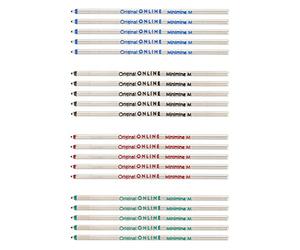 Set di 20 ricariche per penna a sfera standard internazionali D1, 5 pezzi (5 x blu, nero, rosso, verde), punta media, sostituibile, a prova di documento, impermeabile, set