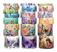 Set di 20 rotoli di nastro adesivo Washi - Floreale Butterfly nastro decorativo per mascherare bullet journal Supplies, junk junk journal, fai da te, accessori per scrapbooking, arte artigianale,