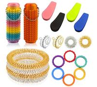 Set di 20 skills, 4 braccialetti massaggianti, 4 pietre sensoriali, 2 sfere di acupressione, 2 anelli di stress, 2 anelli per agopressione con 6 anelli sensoriali, adhs e autismo, giocattolo