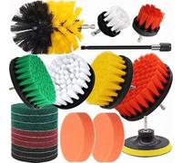 Set di 20 spazzole per trapano, per pulire bagno cucina lavello vasca piastrelle da pavimento/parete, griglia, ruote per imbarcazione/auto su tutte le superfici, adatto alla maggior parte dei trapani