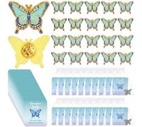 Set di 20 spille per fede cristiana, blu, a forma di farfalla, con dedica biblica, sacchetto in organza per donne, chiesa, domenica, scuola, comunione, bomboniera