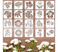 Set di 20 stencil a forma di fiore, per fai da te, per dipingere, disegni, stencil per pittura a foglie, riutilizzabili, per scrapbooking, mobili in legno