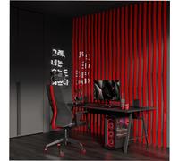 Set di 20 strisce acustiche per pareti | Larghezza strisce: 5 cm | Decorazione murale | Pannelli decorativi in legno (HDF) per home theater, studi podcast | Colore: [LOZA-5 | Plastica rossa lucida]