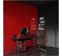 Set di 20 strisce acustiche per pareti | Larghezza strisce: 5 cm | Decorazione murale | Pannelli decorativi in legno (HDF) per home theater, studi podcast | Colore: [LAMELA-5 | Plastica rossa lucida]