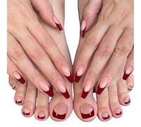 Set di 20 unghie finte unghie finte per unghie dei piedi finte lunghe finte copertura completa Press On Nails Ballerina punte per unghie finte francesi finte unghie dei piedi Full Cover Toe Nails