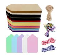 Set di 200 Etichette Regalo Colorate Ciondoli Decorativi da Appendere con Corda, Ciondoli in Carta Kraft, Adatto per Appendini Nozze Vestiti, Biglietti Messaggi