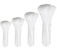 Set di 200 fascette stringicavo bianco 100/150/200/300 mm, resistenti ai raggi UV, autobloccanti per interni ed esterni, ideali per gestione dei cavi, giardinaggio, casa, officina, garage