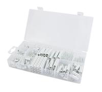Set di 200 molle di trazione, molle oscillanti, molle a compressione in acciaio inox e molle in acciaio inox in pratica custodia.