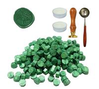 Set di 200 Sigillo Timbri in Cera con 1 Timbro a Forma di Albero della Vita, 1 Cucchiaio, 2 Candeline, per Sigillatura Vintage e Lettere, Inviti, Confezione Regalo (A)