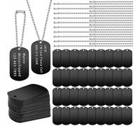 Set di 200 targhette militari per cani, tra cui 100 targhette vuote in alluminio, 100 pezzi con catena a sfera in acciaio, rettangolari, vuote, in metallo, per timbratura, fai da te, decorative, per