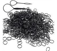 Set di 2000 accessori per capelli neri, mini elastici per coda di cavallo, piccole fascette antiscivolo per ragazze, gomme morbide con 2 strumenti per coda Topsy