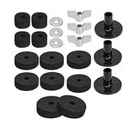 Set di 21 accessori per piatti con manicotti in feltro, rondella e dadi ad alette per tamburo, qualità in fibra ottica, in acciaio inox, kit di sostituzione di emergenza, supporto per asta di