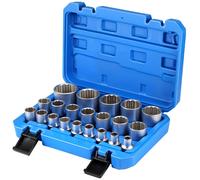 Set di 21 chiavi a bussola multidente attacco da 1/2 8-36 mm acciaio al cromo