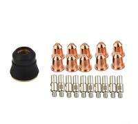 Set di 21 elettrodi per taglio al plasma e punta per torcia con 10 elettrodi PR0110, 10 punte PD0116-08, 1 tappo di fissaggio PC0116 per macchine compatibili Trafimet S45 S54