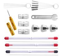 Set di 21 tappi per ugelli in acciaio per aerografi, parti di ricambio, set di manutenzione, spazzole, chiave ad ago per un funzionamento fluido, kit di pulizia con chiave inglese