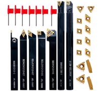 Set di 21 utensili per tornio in carburo con 7 supporti per tornitura, 14 inserti indicizzabili CCMT060204 DCMT070204, barre di alesatura in acciaio 42CrMo per lavorazione dei metalli CNC
