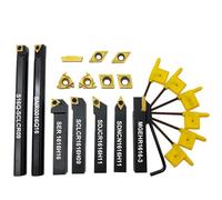 Set di 21 utensili rotanti da 16 mm, 7 pezzi, per tornitura di scanalature, frese filettate e altre lavorazioni, con 14 lame in metallo duro CCMT32.51, DCMT32.51, 16IR A60, MGMN300, 16ER A60