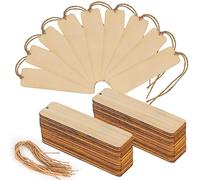 Set di 210 segnalibri in legno, 75 segnalibri in legno, 60 pezzi, con nappe colorate, rettangolari, vuoti con fori per segnalibri fai da te, artigianato, regali, giorno, 12 x 3,2 cm