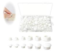 Set di 210 tappini coprivite per fori, in plastica bianca con scatola, copri-fori rotondi 5/6/8/10/12/14 mm per mobili, armadi, scaffali e pannelli, pannelli, coprivite per legno e finiture perfette