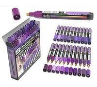 Set di 22 pennarelli acrilici, serie Pro Color, 3 mm, medi, per pittura su roccia, vetro, legno, metallo, vetro, plastica, tela, fai da te, non tossici, a base d'acqua, asciugatura rapida (viola,