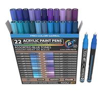 Set di 22 pennarelli assortiti blu e viola serie Pro Colour da 0,7 mm, punta extra fine per pittura rocciosa, vetro, tazze, legno, metallo, tela, progetti fai da te, non tossici, a base d'acqua