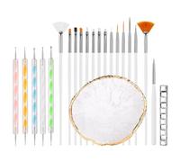 Set di 22 pennelli per nail art con tavolozza in resina e penna per intaglio in silicone, kit di strumenti professionali per nail art per smalto gel fai da te, include strumenti per punteggiare e