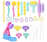 Set di 22 plastiline Play Doh - Set di accessori per plastilina a partire dai 2 anni, forme, forbici, utensili per impastare i bambini, utensili per plastilina, estrusore, giocattolo da cucina per