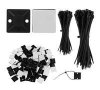 Set di 220 fascette stringicavo nero, 110 pezzi, 2 misure, autoadesive, in nylon, con base adesiva, in plastica resistente per il fissaggio dei cavi