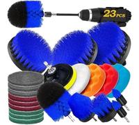 Set Di 23 Accessori For Spazzole For La Pulizia Del Trapano Con Tamponi For Strofinare, Tamponi For Lucidatura, Attacco Lungo Estensibile For Prodotti For La Pulizia Dell'auto, Doccia(Blue)