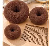 Set di 23 ciambelle per chignon, 3 misure S/M/L con 20 forcine coordinate, in morbida rete, per danza, balletto, chignon, calzini, chignon, chignon, per donne, ragazze, bambini, per tutte le stagioni