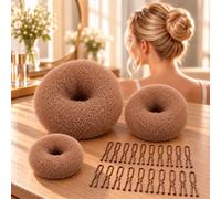 Set di 23 ciambelle per chignon, 3 misure S/M/L con 20 forcine coordinate, in morbida rete, per danza, balletto, chignon, calzini, chignon, chignon, per donne, ragazze, bambini, per tutte le stagioni